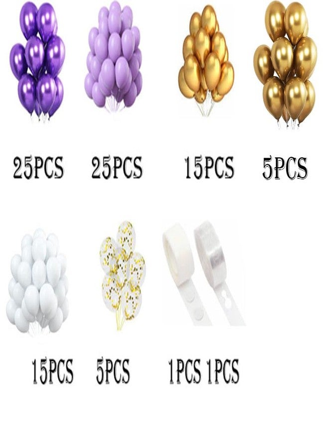 SOI HD Rubber Purple White Gold Theme Metallic & Chrome Confetti Balloons Garland Arch Kit Decoration for Wedding/Bride to be Party/Birthday/Baby Shower Party Decorations (Purple, White, Gold) - Image 2